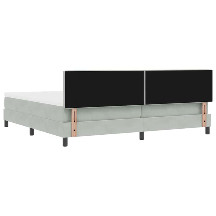 Box spring seng med hovedgærde Lysegrå 200 x 200 cm Fløjl