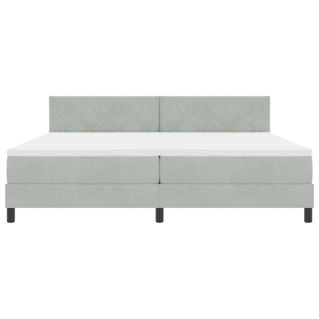 Box spring seng med hovedgærde Lysegrå 200 x 200 cm Fløjl