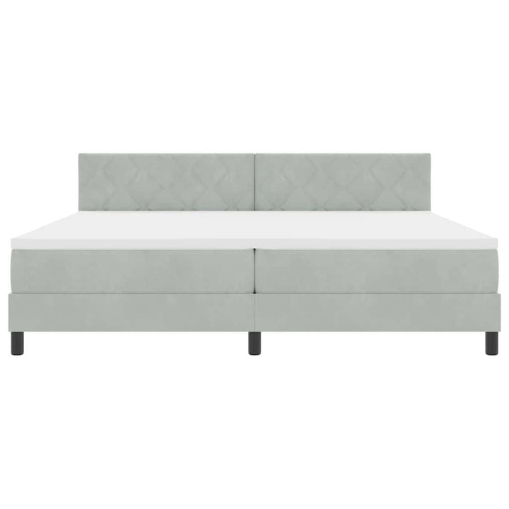 Box spring seng med hovedgærde Lysegrå 200 x 200 cm Fløjl