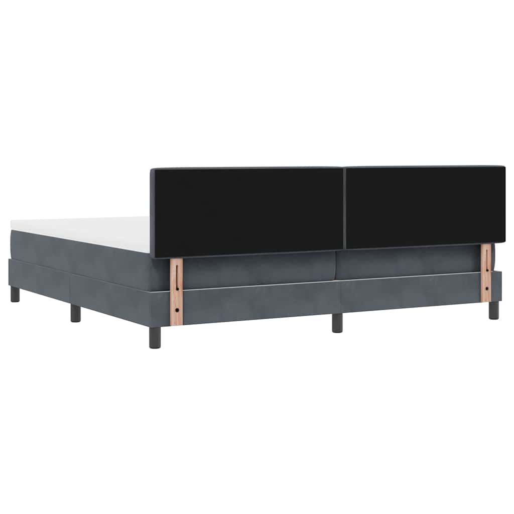 Box spring seng med hovedgærde Mørkegrå 200 x 200 cm Fløjl