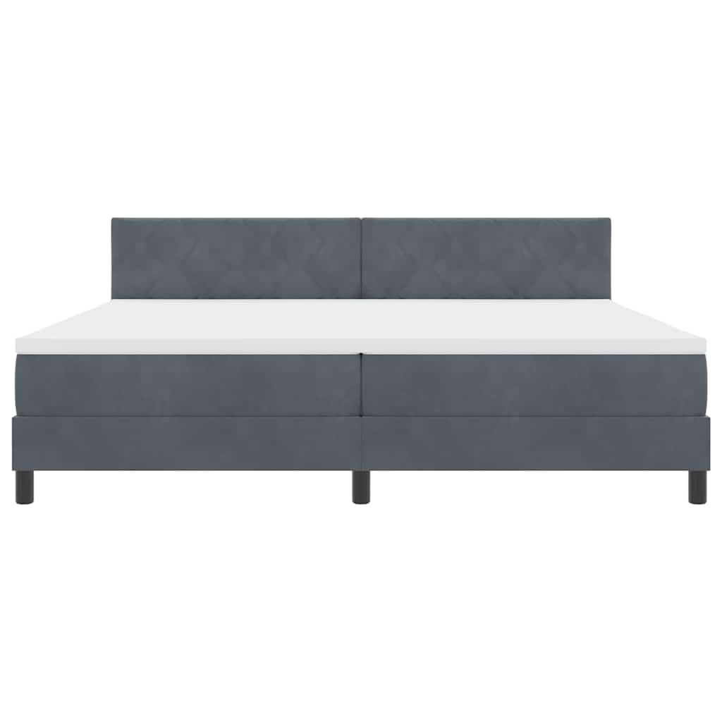Box spring seng med hovedgærde Mørkegrå 200 x 200 cm Fløjl