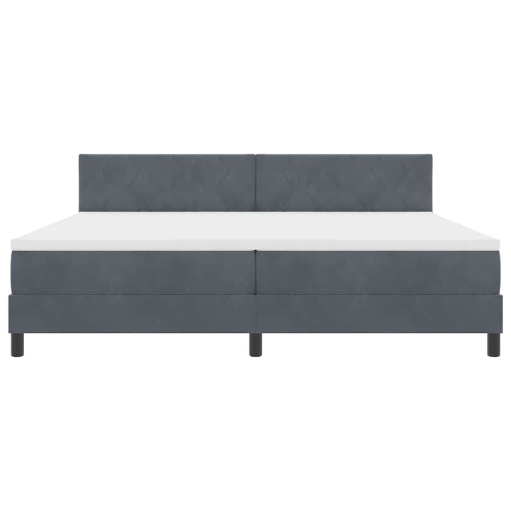 Box spring seng med hovedgærde Mørkegrå 200 x 200 cm Fløjl
