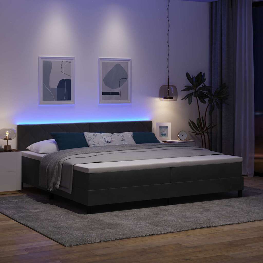 Box spring seng med hovedgærde Sort 200 x 200 cm Fløjl