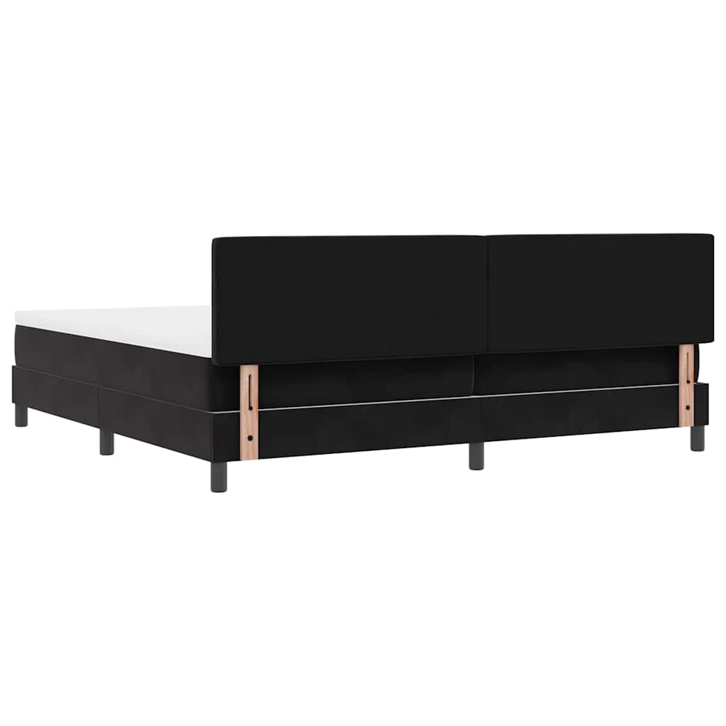 Box spring seng med hovedgærde Sort 200 x 200 cm Fløjl