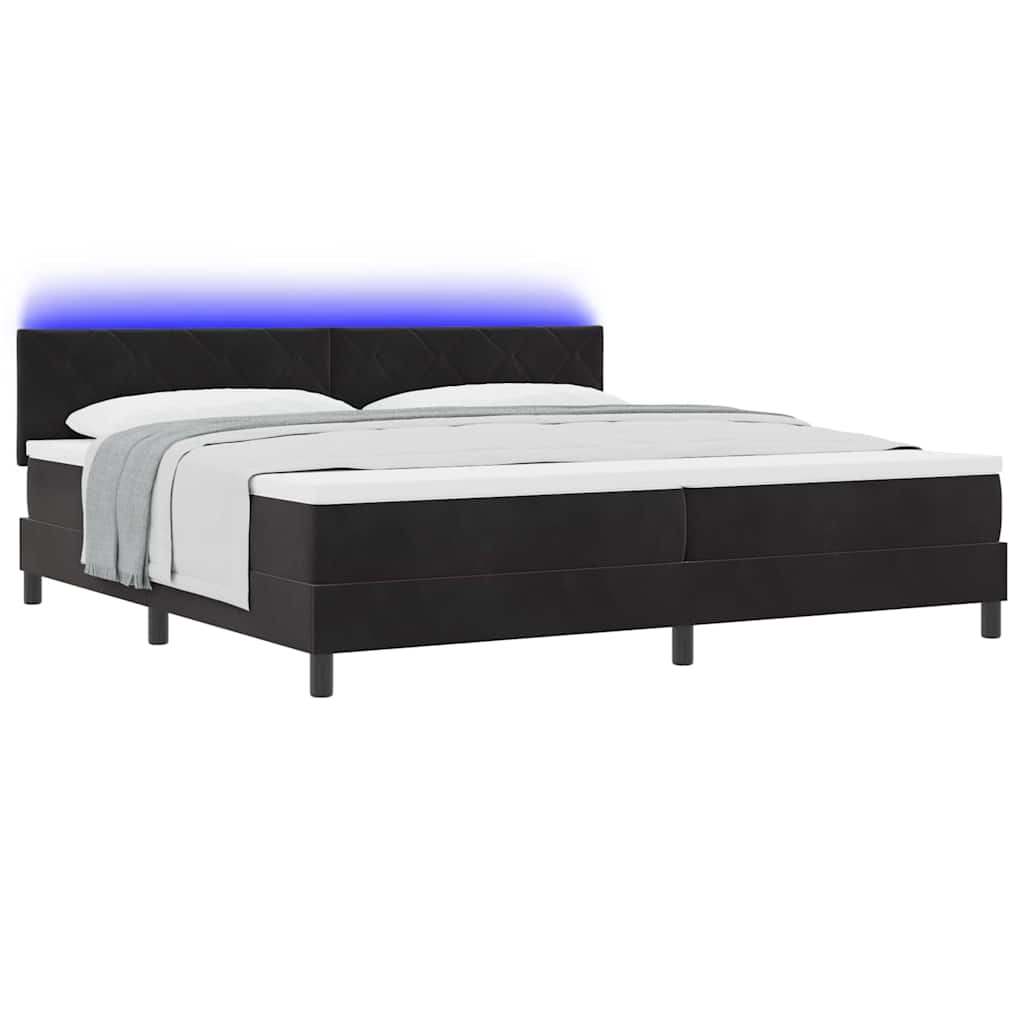 Box spring seng med hovedgærde Sort 200 x 200 cm Fløjl