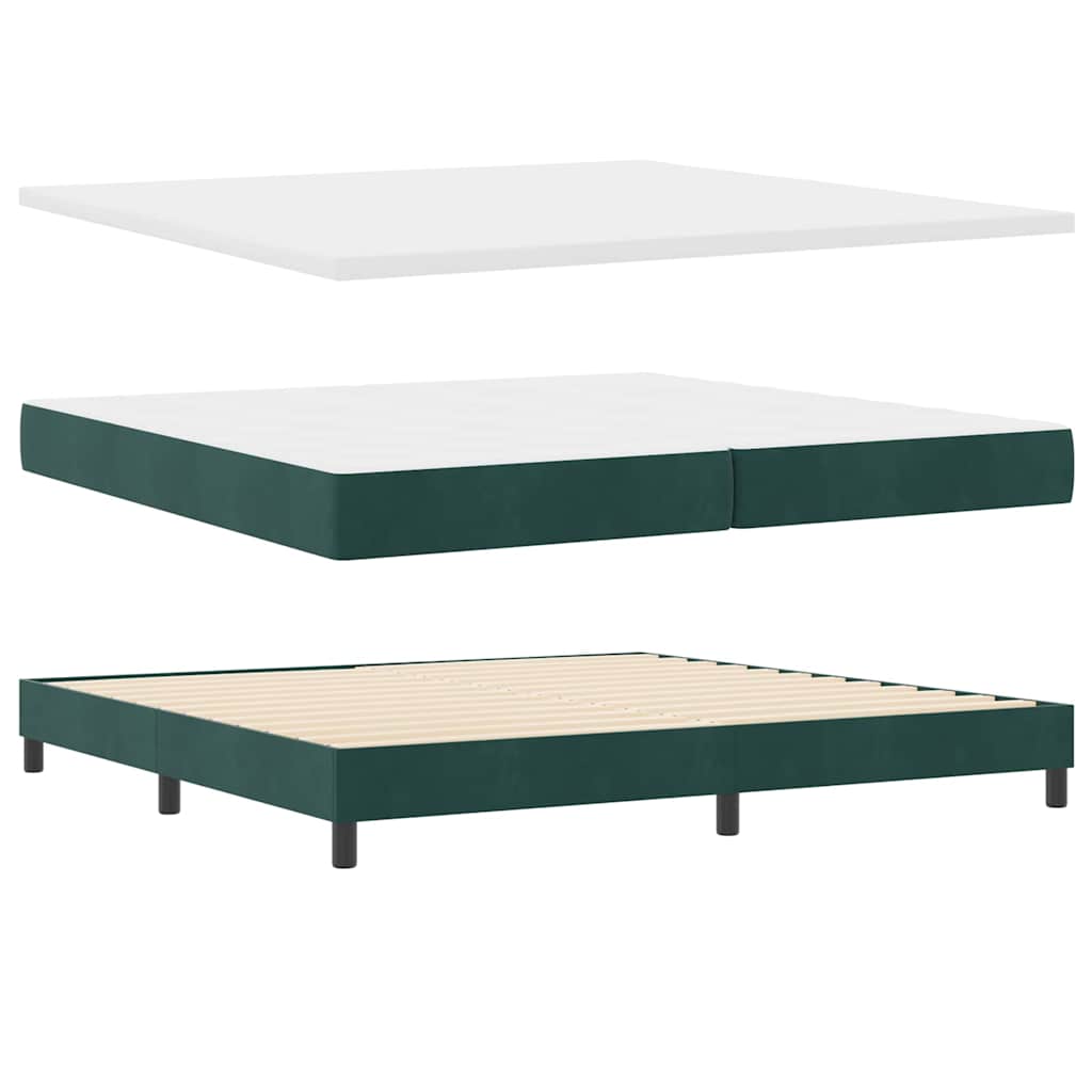 Box spring seng med hovedgærde Mørkegrøn 200 x 200 cm Fløjl