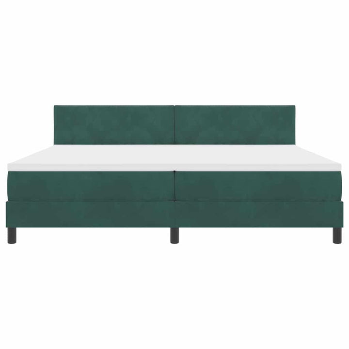 Box spring seng med hovedgærde Mørkegrøn 200 x 200 cm Fløjl