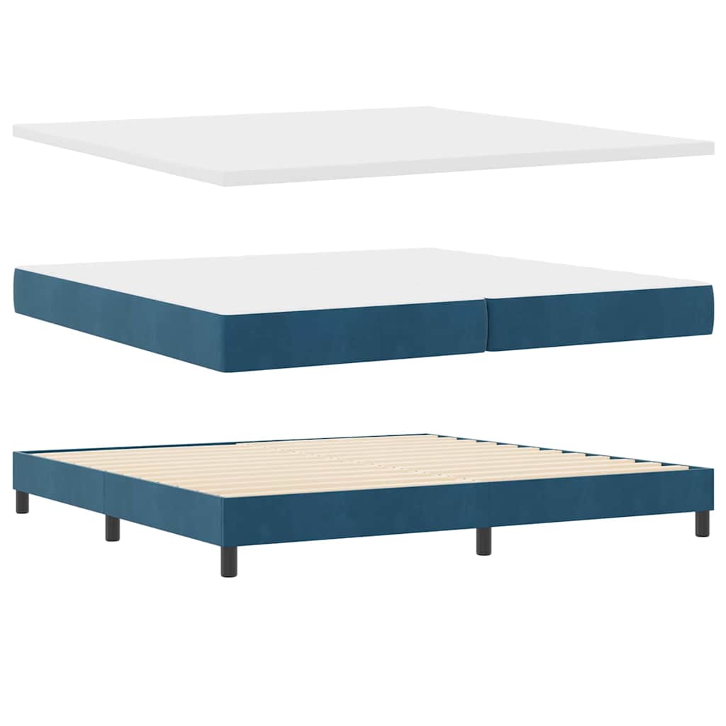 Box spring seng med hovedgærde Mørkeblå 200 x 200 cm Fløjl