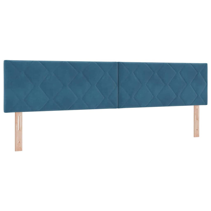 Box spring seng med hovedgærde Mørkeblå 200 x 200 cm Fløjl