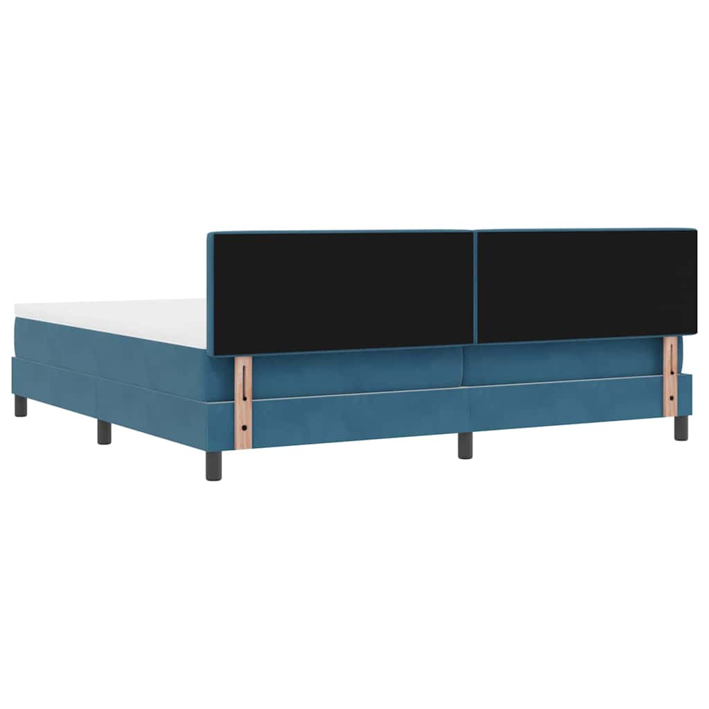 Box spring seng med hovedgærde Mørkeblå 200 x 200 cm Fløjl