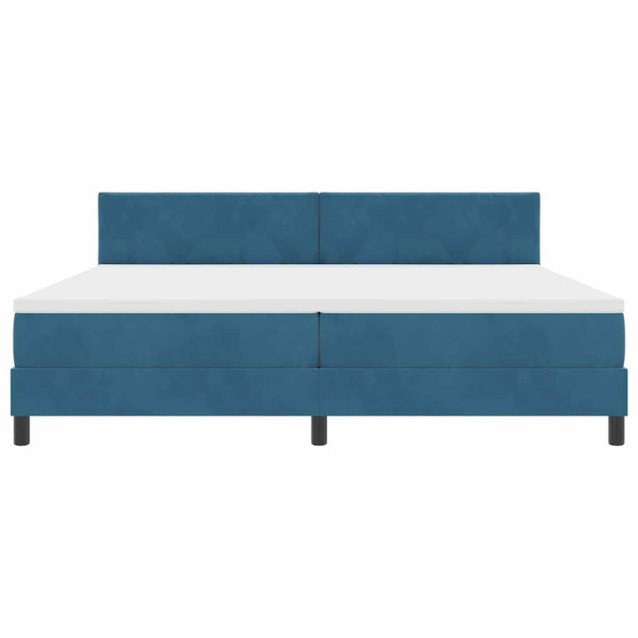 Box spring seng med hovedgærde Mørkeblå 200 x 200 cm Fløjl