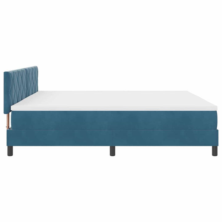 Box spring seng med hovedgærde Mørkeblå 200 x 200 cm Fløjl