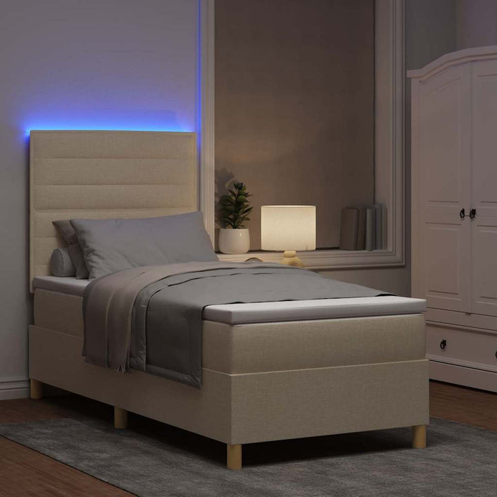 Box spring seng med madras Creme 100 x 200 cm Stof