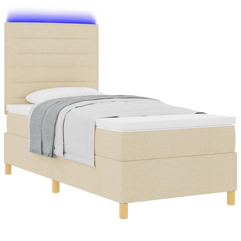 Box spring seng med madras Creme 100 x 200 cm Stof