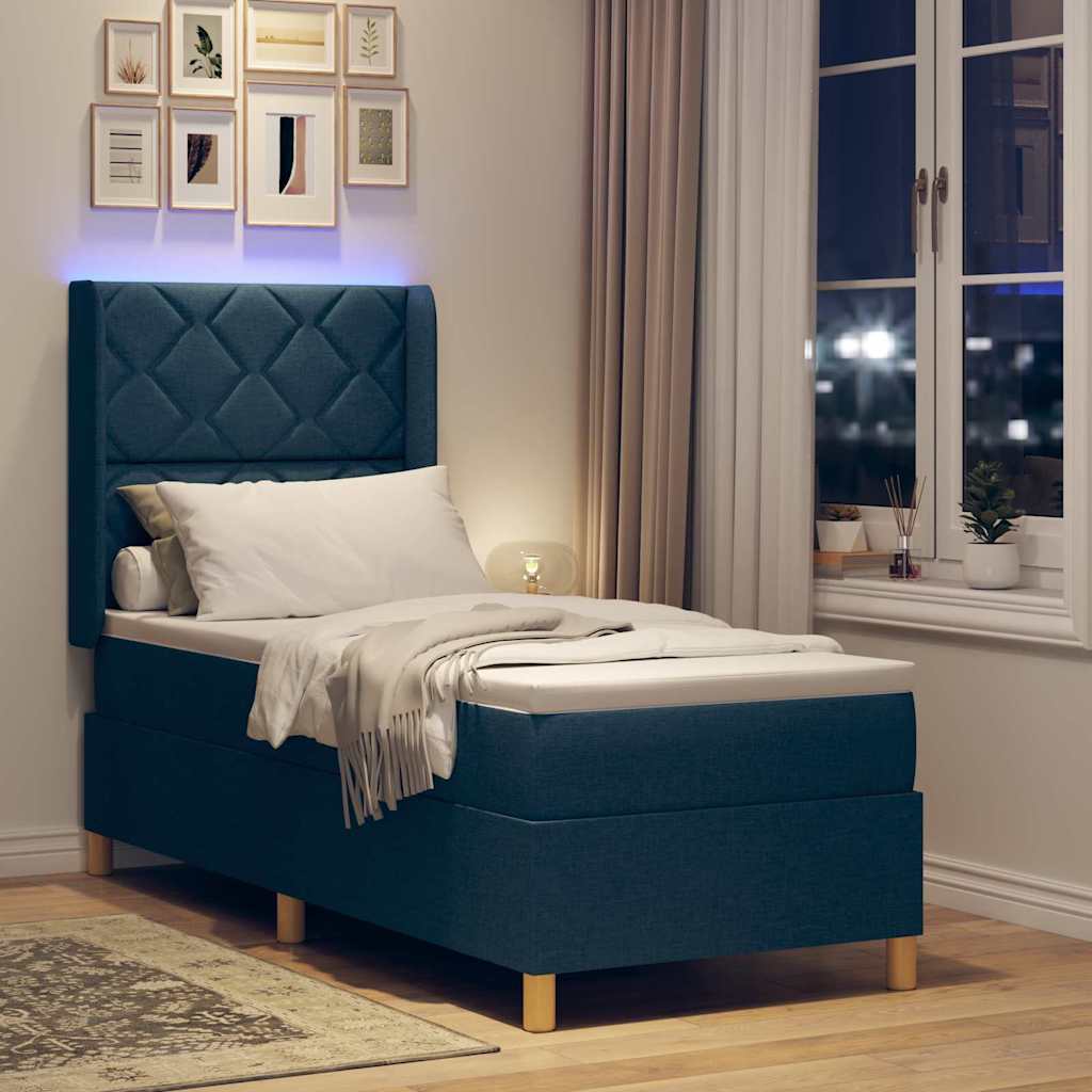Box spring seng med madras Blå 80 x 200 cm Stof
