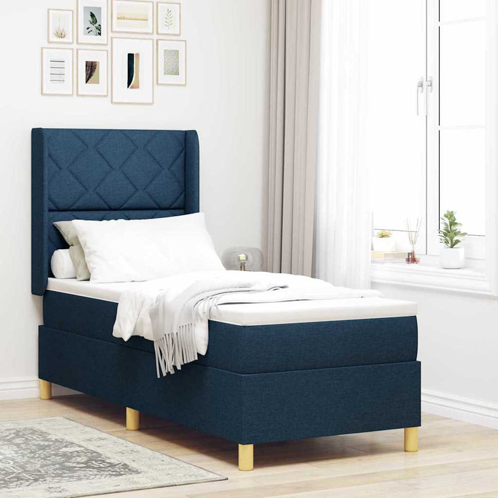 Box spring seng med madras Blå 80 x 200 cm Stof