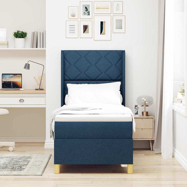 Box spring seng med madras Blå 80 x 200 cm Stof