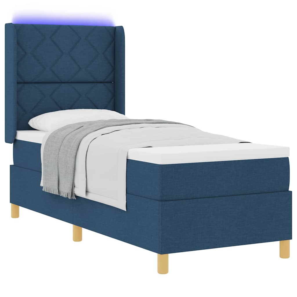 Box spring seng med madras Blå 80 x 200 cm Stof