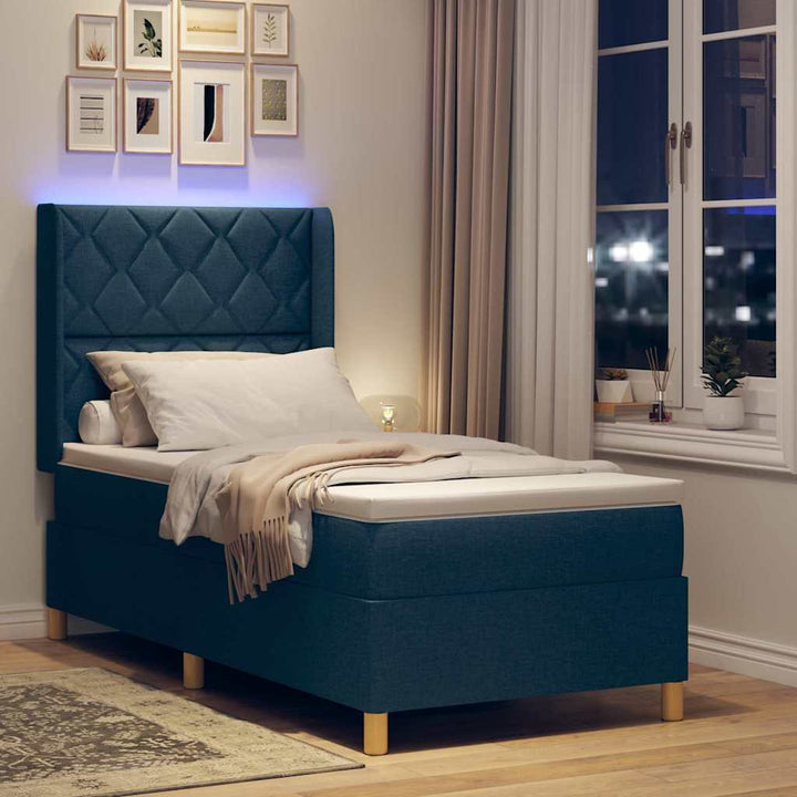 Box spring seng med madras Blå 100 x 200 cm Stof