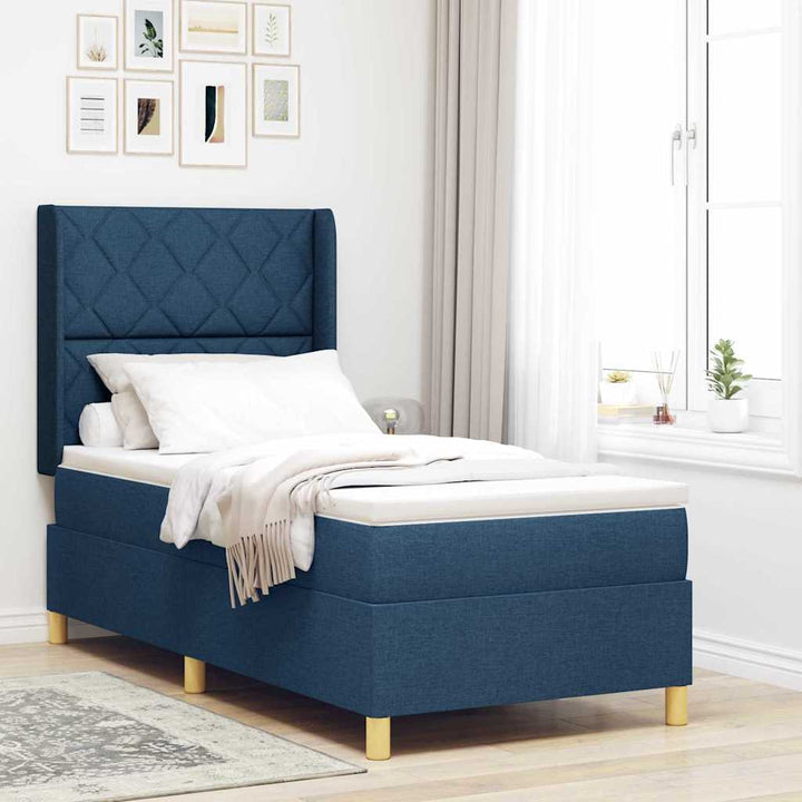 Box spring seng med madras Blå 100 x 200 cm Stof