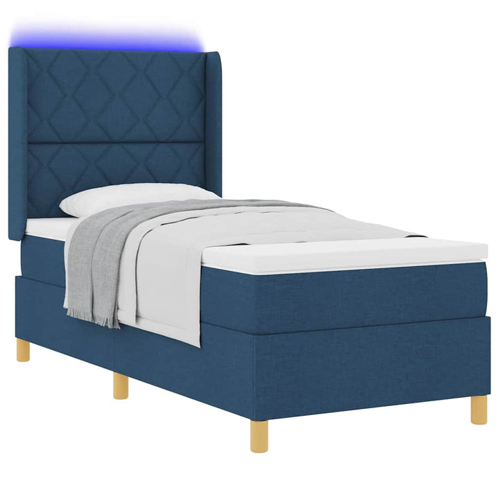 Box spring seng med madras Blå 100 x 200 cm Stof