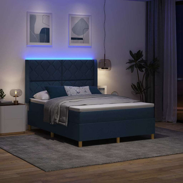 Box spring seng med madras Blå 160 x 200 cm Stof