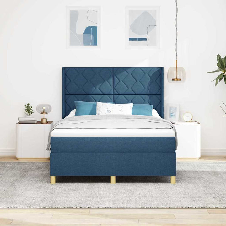 Box spring seng med madras Blå 160 x 200 cm Stof