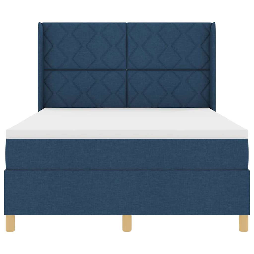 Box spring seng med madras Blå 160 x 200 cm Stof