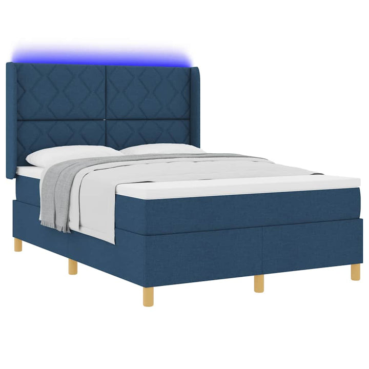 Box spring seng med madras Blå 160 x 200 cm Stof
