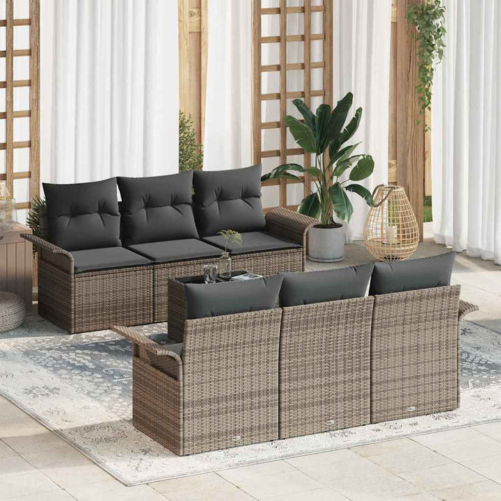 Havesofa Sæt med pude med opbevaring 7 pcs Grå 55 x 55 x 37 cm