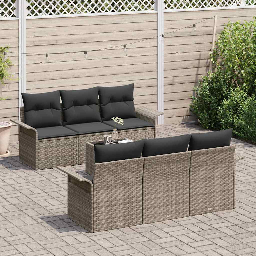 Havesofa Sæt med pude med opbevaring 7 pcs Grå 55 x 55 x 37 cm
