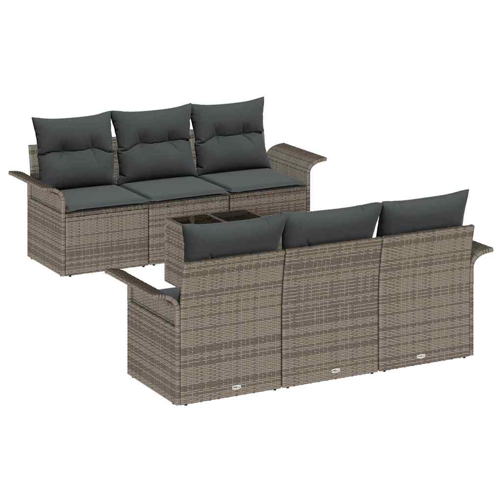 Havesofa Sæt med pude med opbevaring 7 pcs Grå 55 x 55 x 37 cm