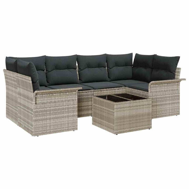 Havesofa Sæt med pude med opbevaring 7 pcs Lysegrå og mørkegrå