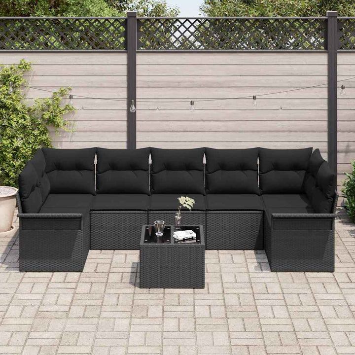 Havesofa Sæt med pude med opbevaring 8 pcs Sort 55 x 55 x 37 cm