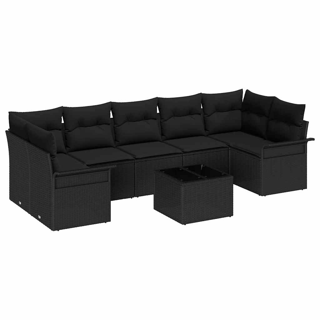 Havesofa Sæt med pude med opbevaring 8 pcs Sort 55 x 55 x 37 cm