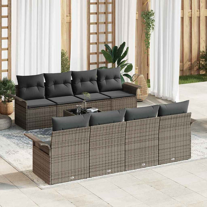 Havesofa Sæt med pude med opbevaring 9 pcs Grå 55 x 55 x 37 cm