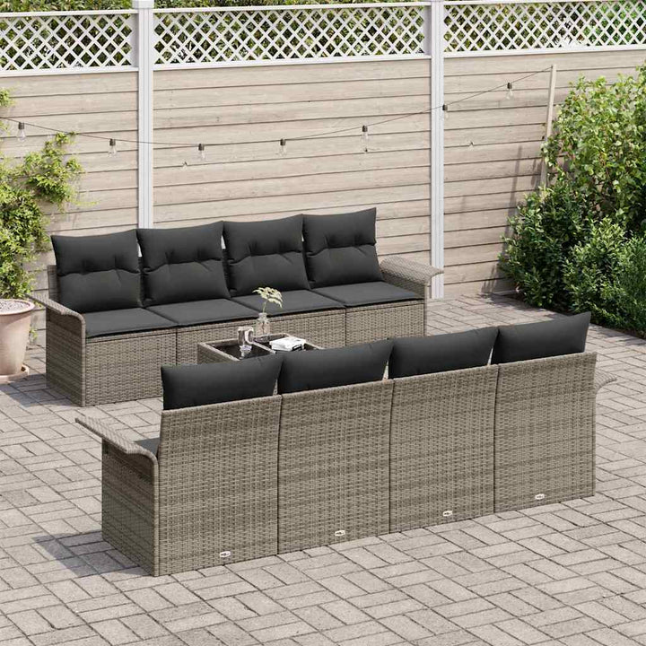 Havesofa Sæt med pude med opbevaring 9 pcs Grå 55 x 55 x 37 cm
