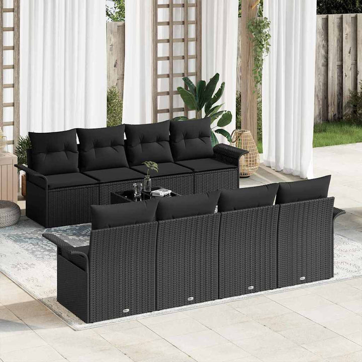 Havesofa Sæt med pude med opbevaring 9 pcs Sort 55 x 55 x 37 cm