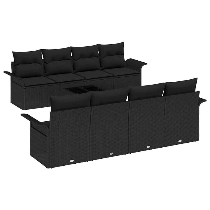 Havesofa Sæt med pude med opbevaring 9 pcs Sort 55 x 55 x 37 cm
