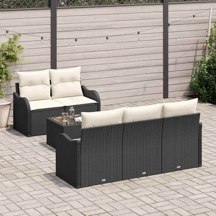 Havesofa Sæt med pude 6 pcs Sort og Cream 55 x 55 x 37 cm
