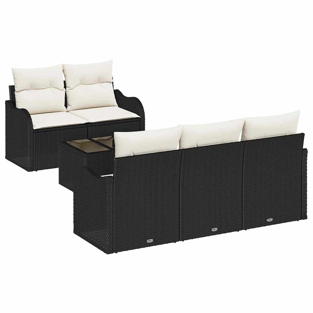 Havesofa Sæt med pude 6 pcs Sort og Cream 55 x 55 x 37 cm