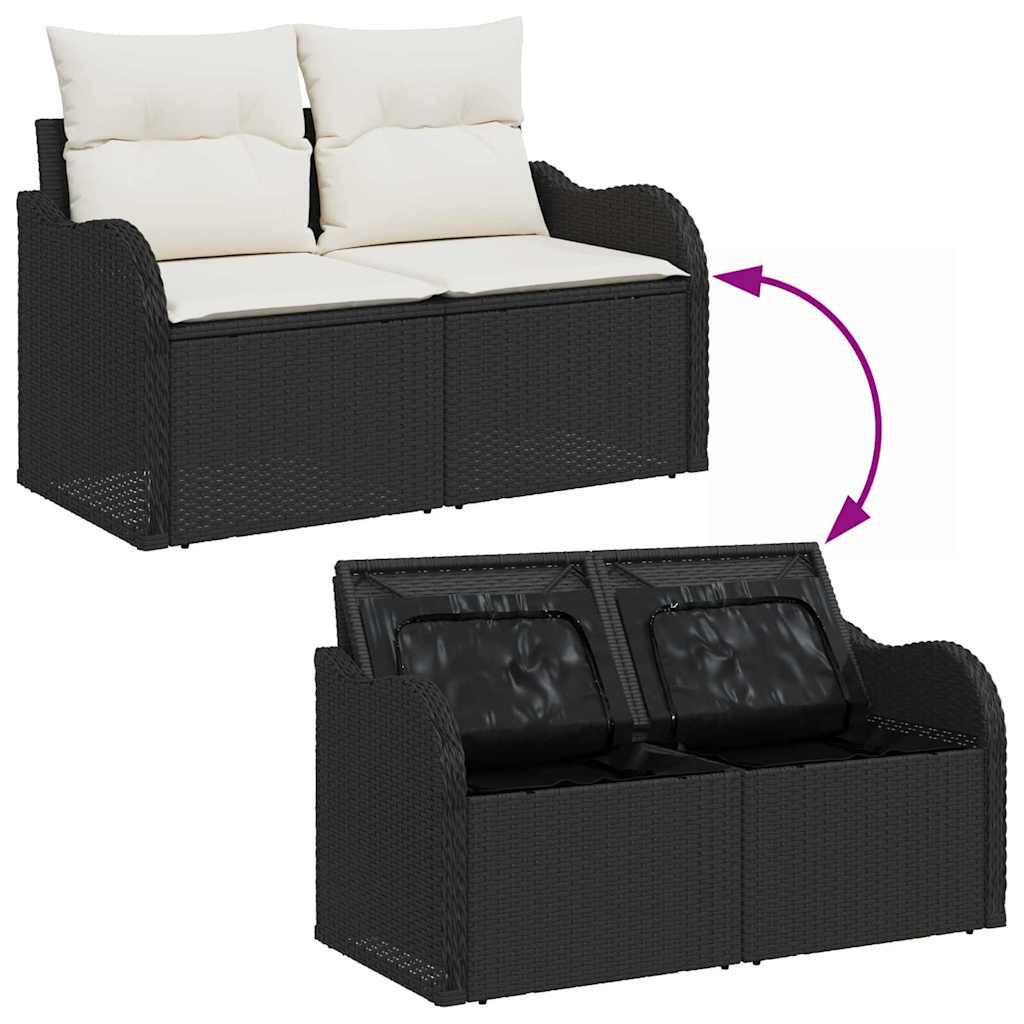 Havesofa Sæt med pude 6 pcs Sort og Cream 55 x 55 x 37 cm