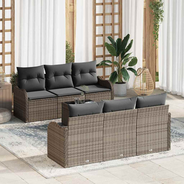 Havesofa Sæt med pude med opbevaring 7 pcs Grå 55 x 55 x 37 cm