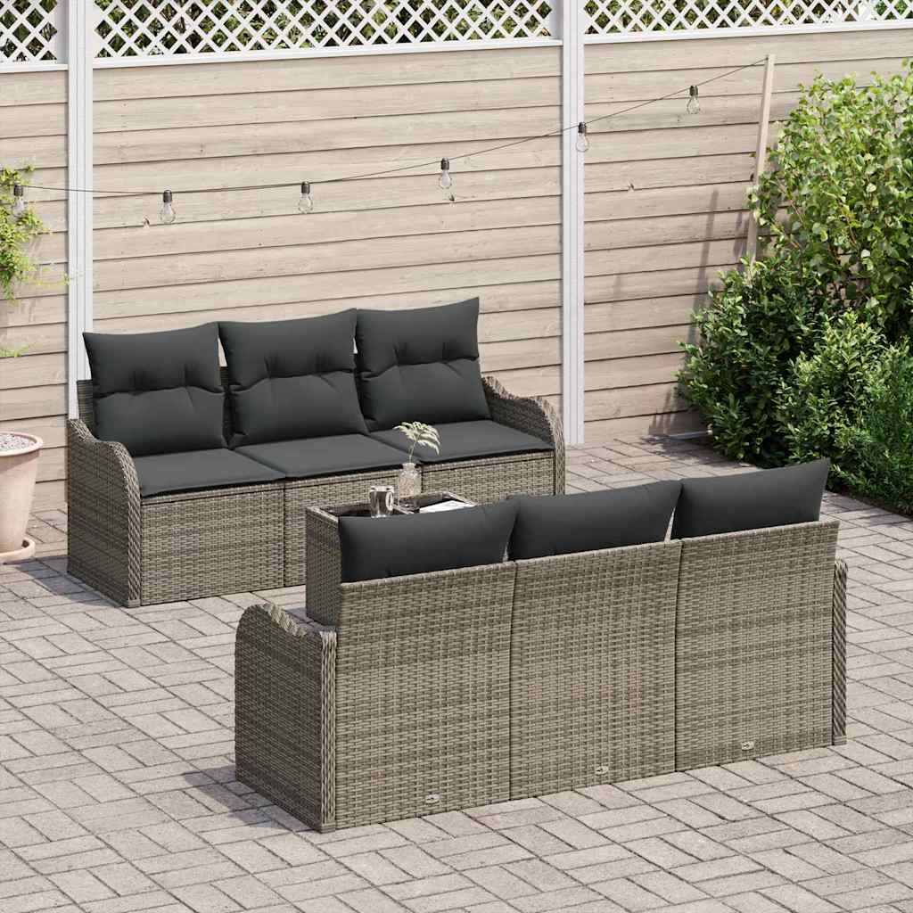Havesofa Sæt med pude med opbevaring 7 pcs Grå 55 x 55 x 37 cm