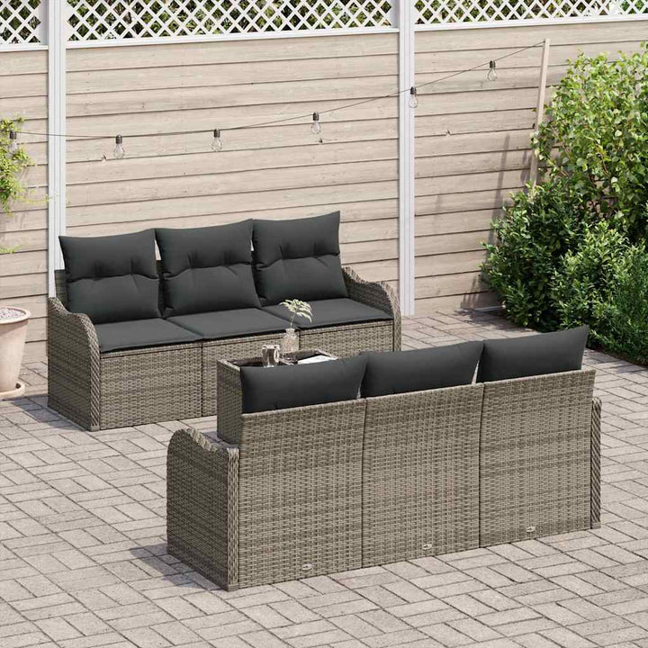 Havesofa Sæt med pude med opbevaring 7 pcs Grå 55 x 55 x 37 cm