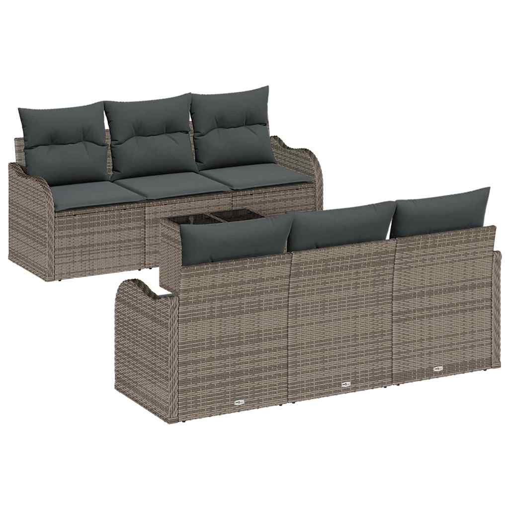 Havesofa Sæt med pude med opbevaring 7 pcs Grå 55 x 55 x 37 cm