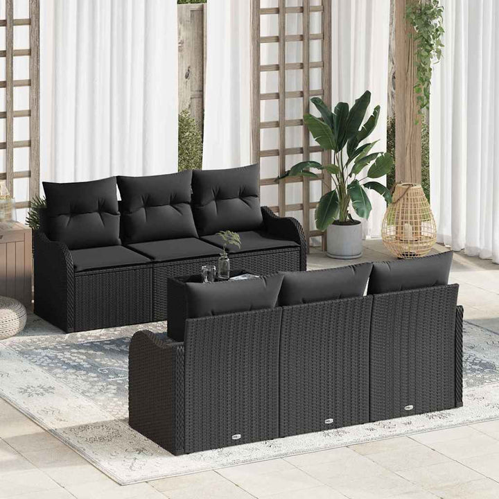 Havesofa Sæt med pude med opbevaring 7 pcs Sort 55 x 55 x 37 cm