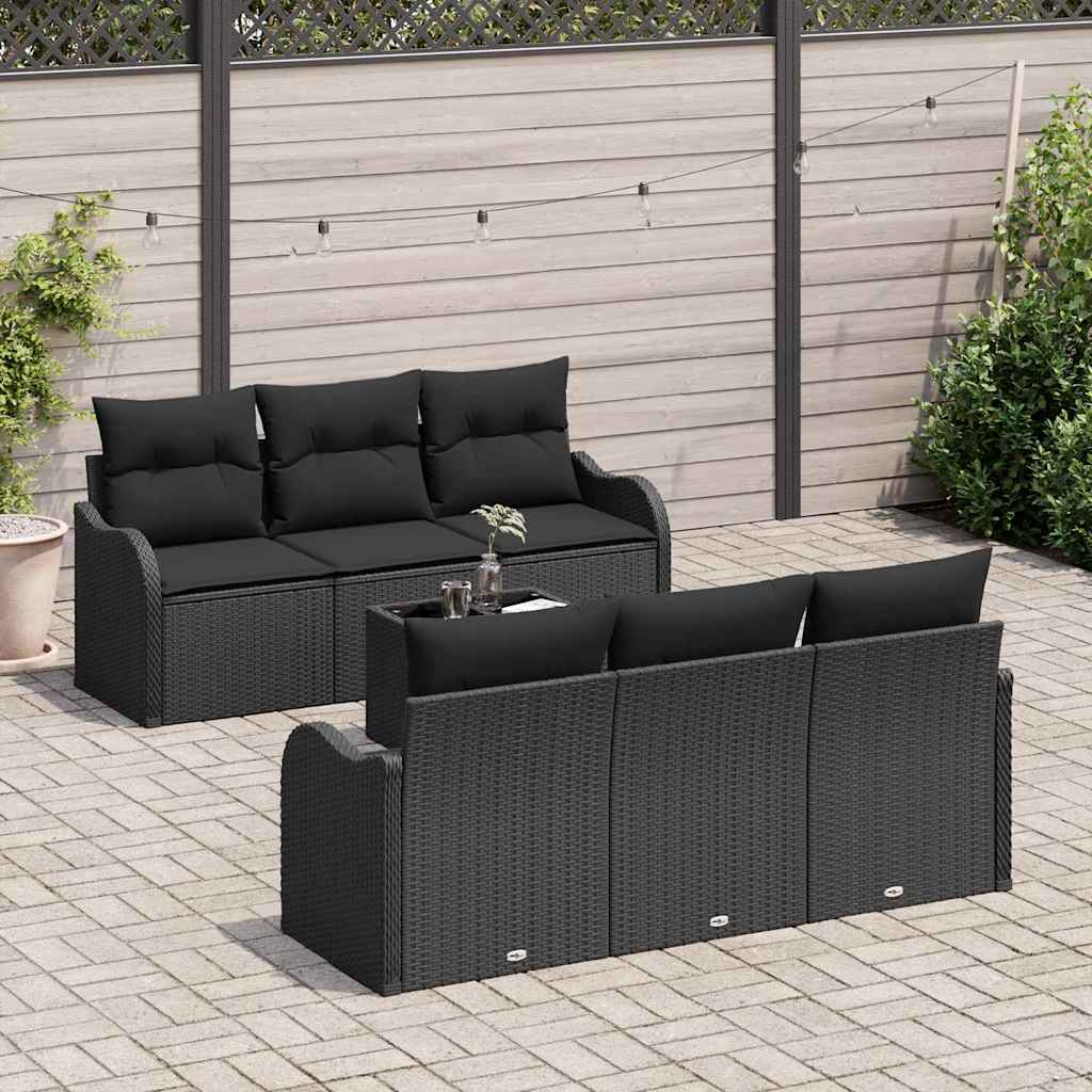 Havesofa Sæt med pude med opbevaring 7 pcs Sort 55 x 55 x 37 cm