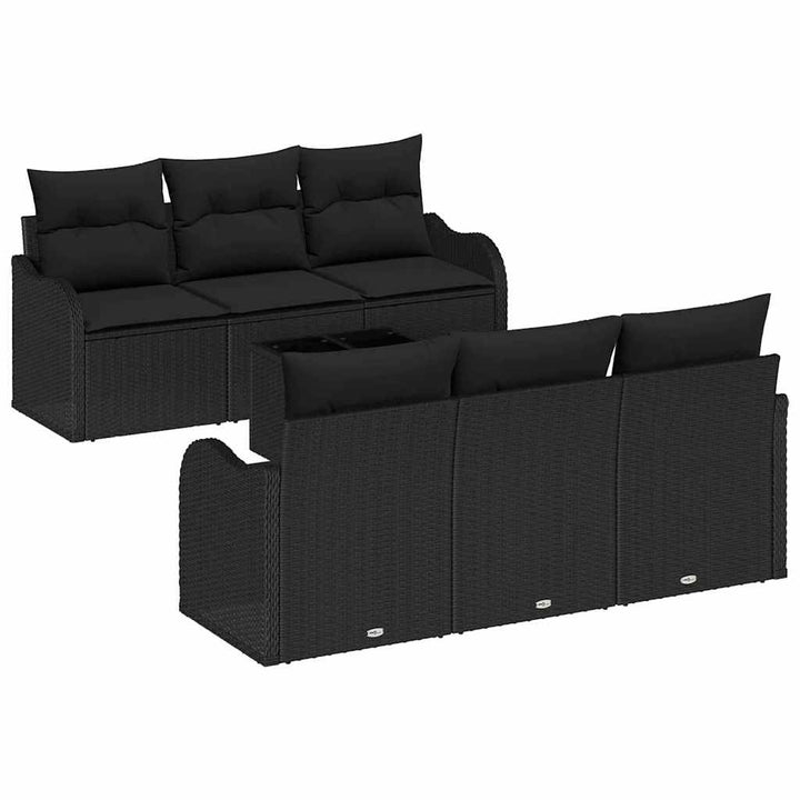 Havesofa Sæt med pude med opbevaring 7 pcs Sort 55 x 55 x 37 cm