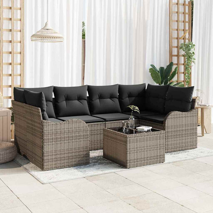 Havesofa Sæt med pude med opbevaring 7 pcs Grå 55 x 55 x 37 cm